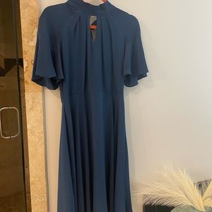 Blue fit and flare dress